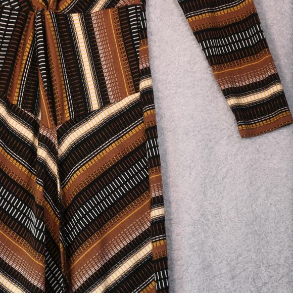 Maeve Anthropologie Dress Womens Medium Brown Striped Maxi Long Sleeve Boho - Picture 6 of 13